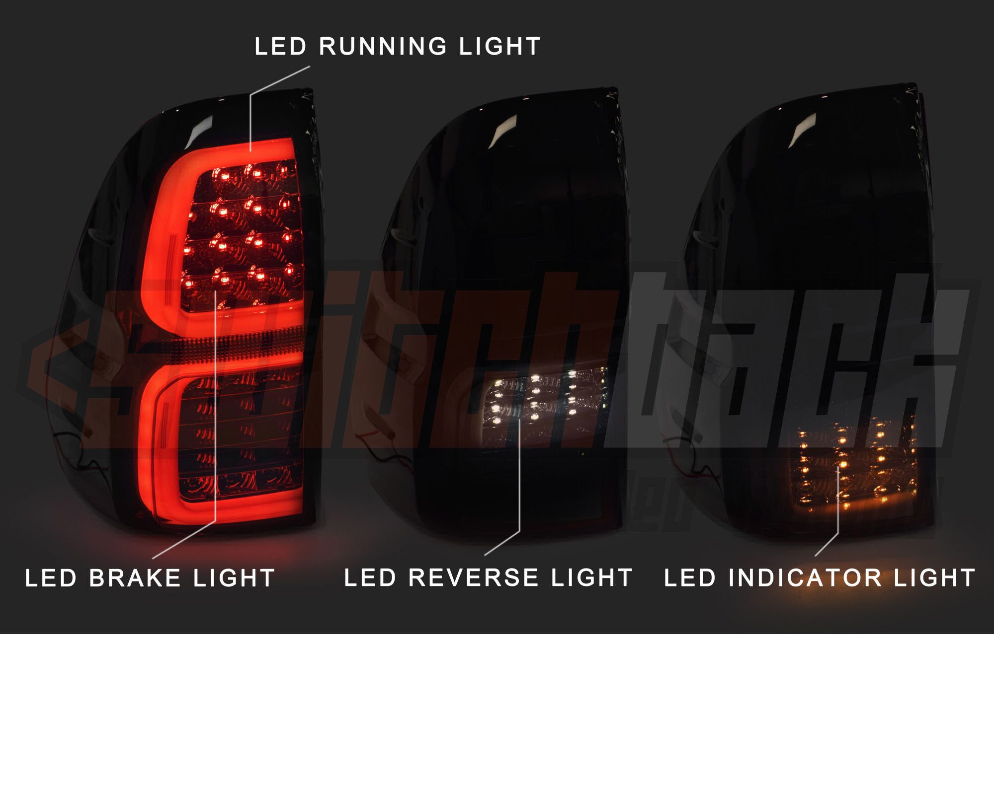 2015-Current Toyota Hilux LED Tail Lights (Black) - Image 2